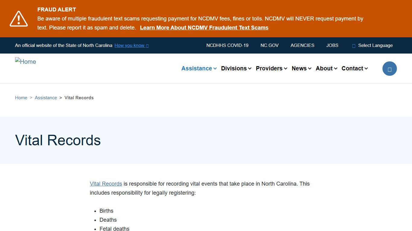 NC DHHS: Vital Records