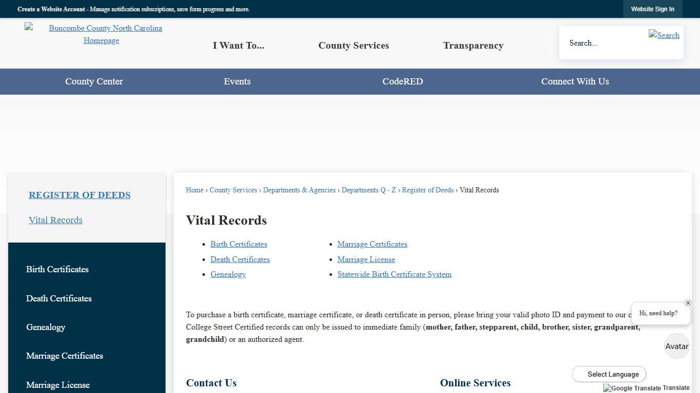 Vital Records | Buncombe County, NC